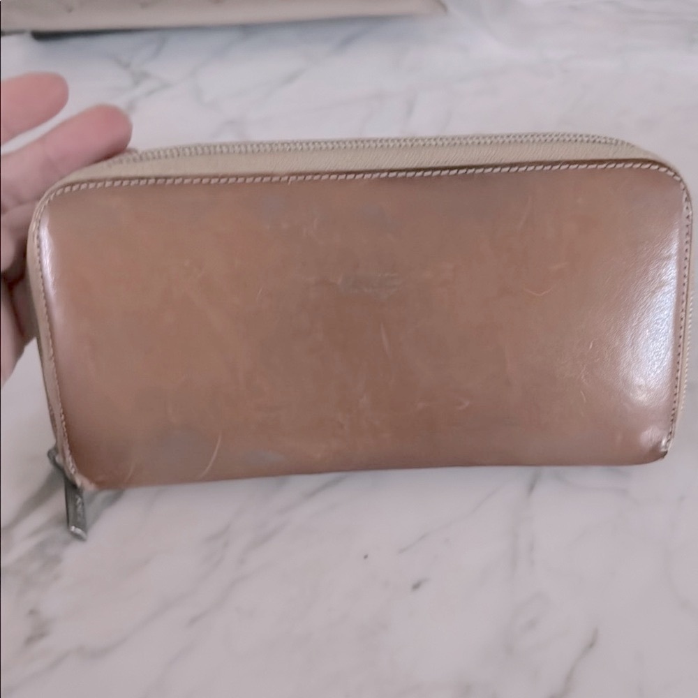 Vintage Bree unisex light brown leather wallet (leather wear)